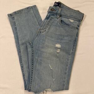 Hollister MEN’s 30x30 SKINNY EPIC FLEX Jeans - RIPPED, LIGHT Wash